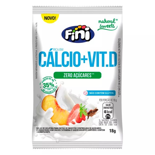 Bala de Gelatina Fini Natural Sweets Cálcio + Vitamina D 18g