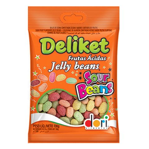 Bala de Goma Confeitada Deliket Jelly Beans Frutas Sortidas Ácidas 350g - Dori