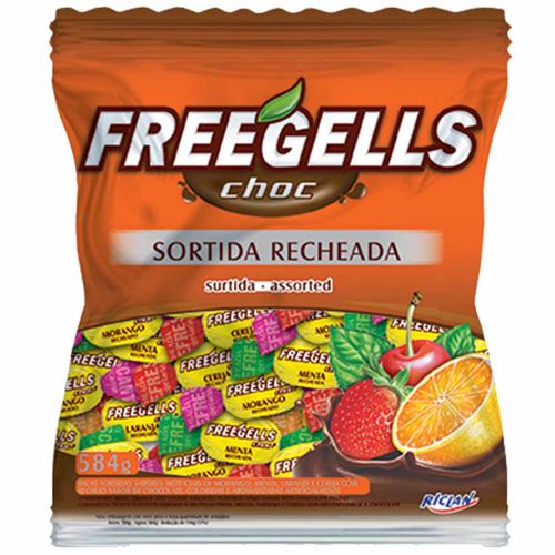 Bala Freegells Choc Sortida Recheada Chocolate 584g Riclan 1014204