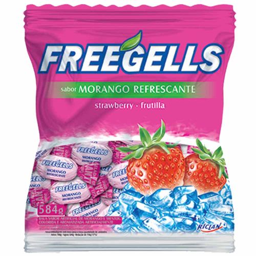 Bala Freegells Morango Refrescante 584g Riclan 1015610