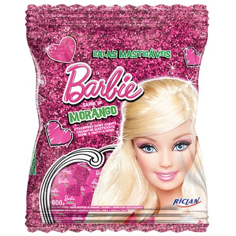 Bala Mastigável Barbie Morango 600g - Riclan