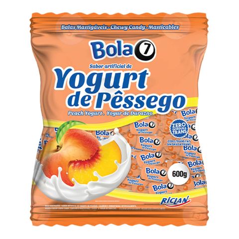 Bala Mastigável Bola 7 Yogurt de Pêssego 600g - Riclan