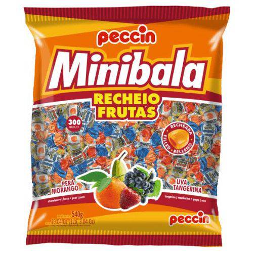 Bala Minibala Recheio Frutas 540g