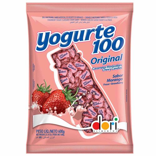 Bala Yogurte 100 Morango 600g Dori 10646