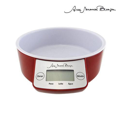 Balança de Cozinha Digital 5kg Vermelha - Ana Maria Braga