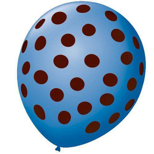 Balão 9 Poá Azul Claro e Marrom