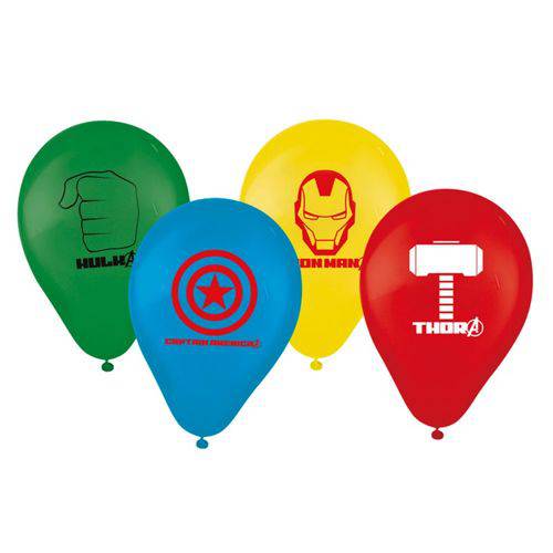 Balão Avengers N.09 Azul/ Verde/vermelho/ Amarelo - 25 Unidades