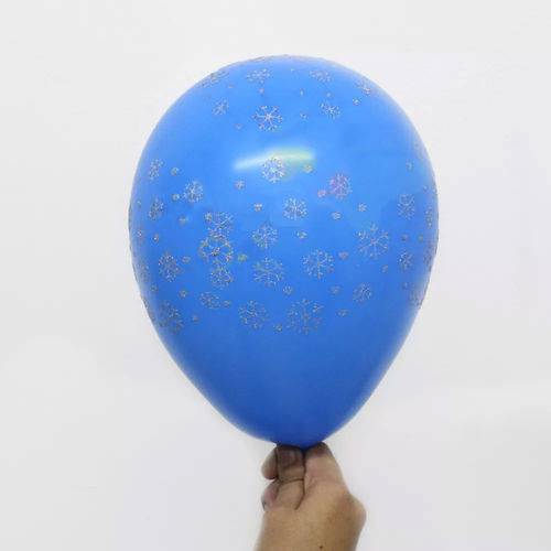Balão Bexiga Azul Celeste Floco de Neve Nº 11 - 12 Unidades