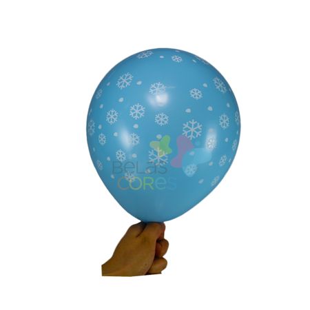 Balão/Bexiga Azul Claro Floco de Neve Nº 11 - 25 Unidades