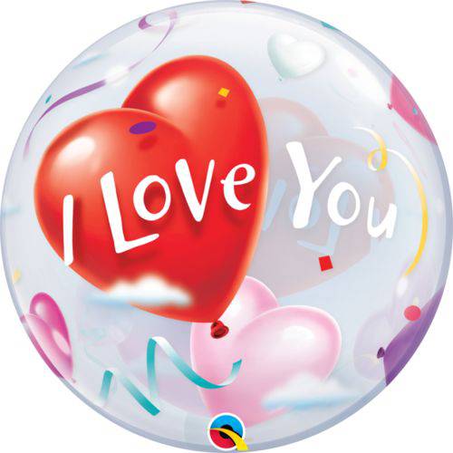 Balão Bubble - I Love You - 22 Polegadas - Qualatex