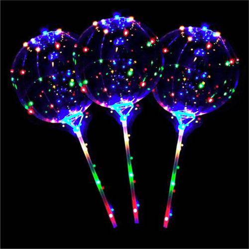 Balão Bubble Transparente Luz Led e Vareta para Decoração Festas