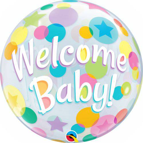 Balão Bubble - Welcome Baby - 22 Polegadas - Qualatex