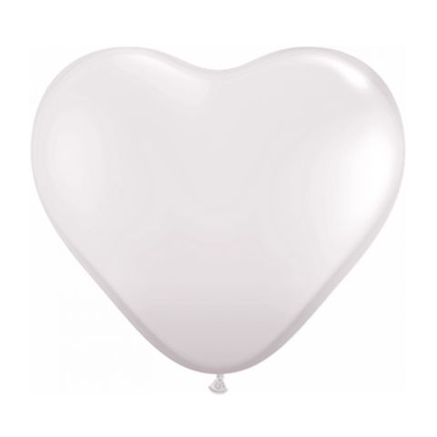 Balão Coração Branco Tamanho 6 C/50 - Pic Pic