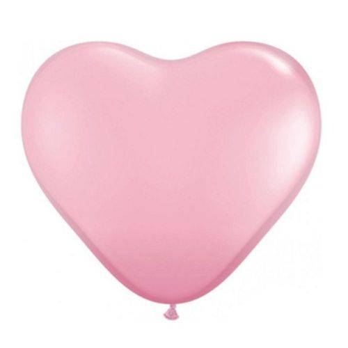 Balão de Látex 150 Formato de Coração Rosa 20" 50 Cm 1 Und Happy Day