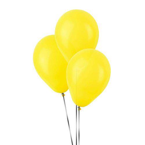 Balão de Látex Amarelo Liso 50 Unidades