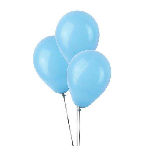 Balão de Látex Azul Claro Liso 50 Unidades