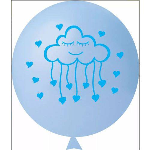Balão de Látex Chuva de Amor Azul 11" 28 Cm 25 Und Happy Day