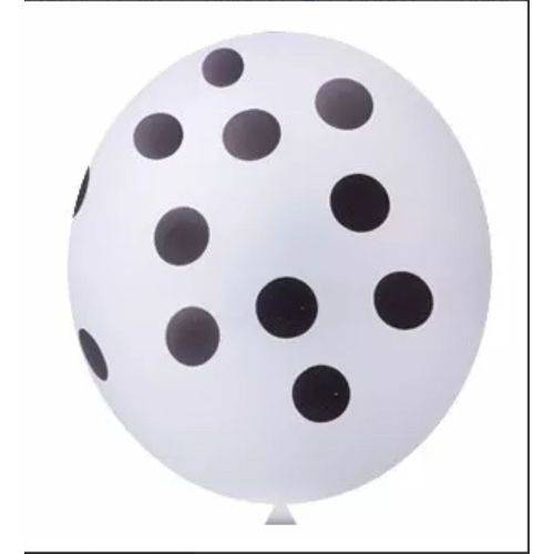 Balão de Látex Confete Branco com Preto 11" 28 Cm 25 Und Happy Day