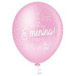 Balão de Látex Decorado Rosa é Menina Branco 10" 28cm 25un Pic Pic