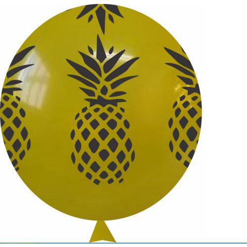 Balão de Látex Dourado Tropical com Abacaxi Preto 11" 28 Cm 25 Und Happy Day