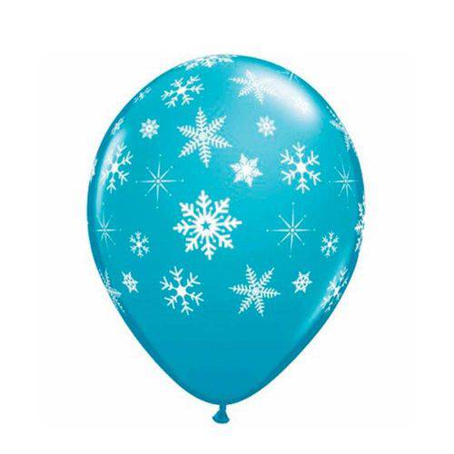 Balão de Latex Flocos de Neve Azul N11 25 Unidades