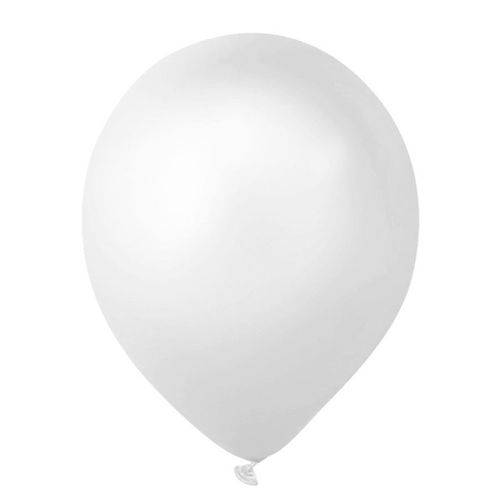 Balão de Látex Metalizado Nº 9 Branco C/ 50 Unidades