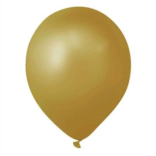 Balão de Látex Metalizado Nº 9 Ouro C/ 50 Unidades