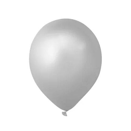 Balão de Látex Metalizado Nº 9 Prata C/ 50 Unidades
