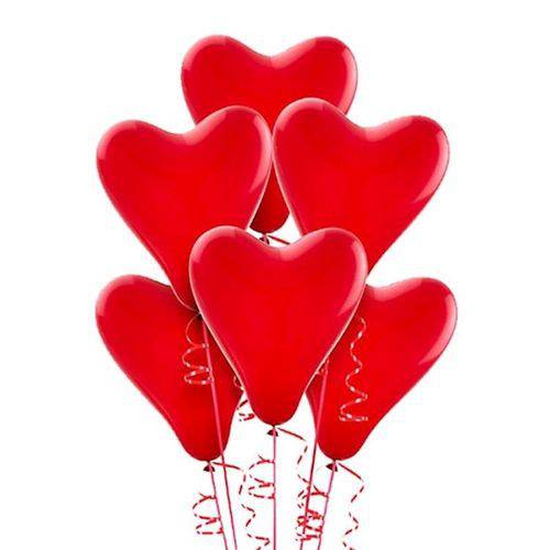 Balão de Látex Nº 10 Coração Vermelho 28cm C/ 25 Unidades