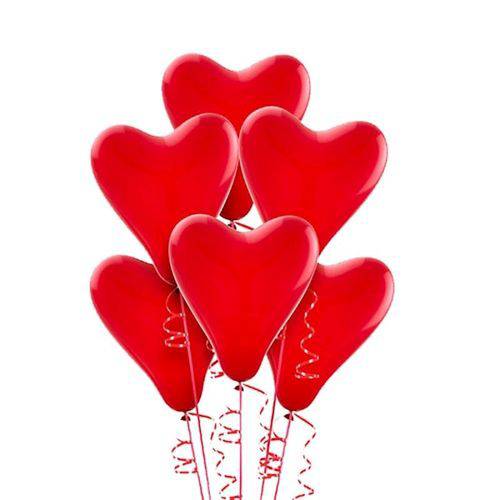 Balão de Látex Nº 6 Coração Vermelho 15cm C/ 30 Unidades