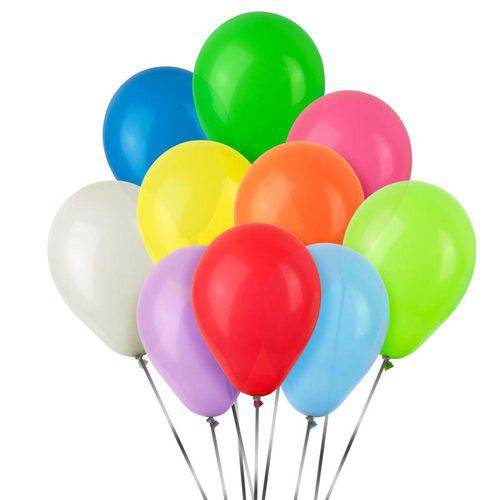 Balão de Látex Sortido Liso 50 Unidades