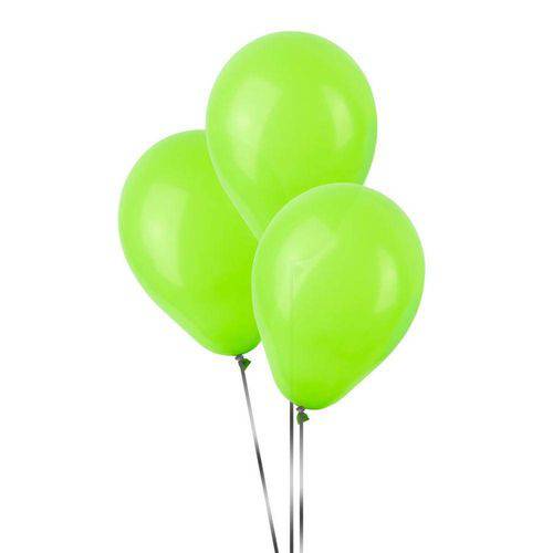 Balão de Látex Verde Claro Liso 50 Unidades