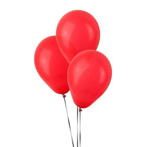 Balão de Látex Vermelho Liso 50 Unidades