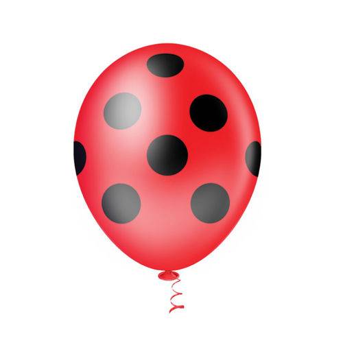Balão Fantasia Bolinha Vermelho e Preto Tamanho 10 C/25 - Pic Pic
