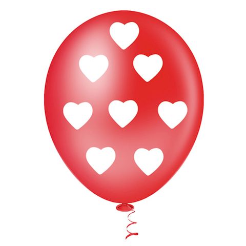 Balão Fantasia Coração Vermelho e Branco Tamanho 10 C/25 - Pic Pic