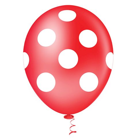 Balão Fantasia Poa Vermelho e Branco Tamanho 10 C/25 - Pic Pic