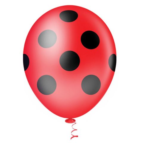 Balão Fantasia Poa Vermelho e Preto Tamanho 10 C/25 - Pic Pic