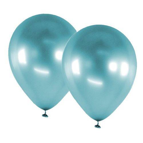 Balão Látex Alumínio Azul N09 - 23cm C/ 25 Unidades