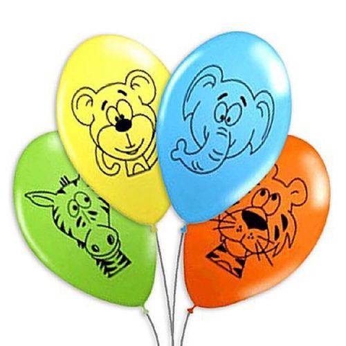 Balão Látex Mini Zoológico N10 - 28cm C/ 25 Unidades
