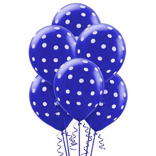 Balão Latéx Nº 10 - 25cm C/ 25 Unidades Azul Celeste Poá Branco