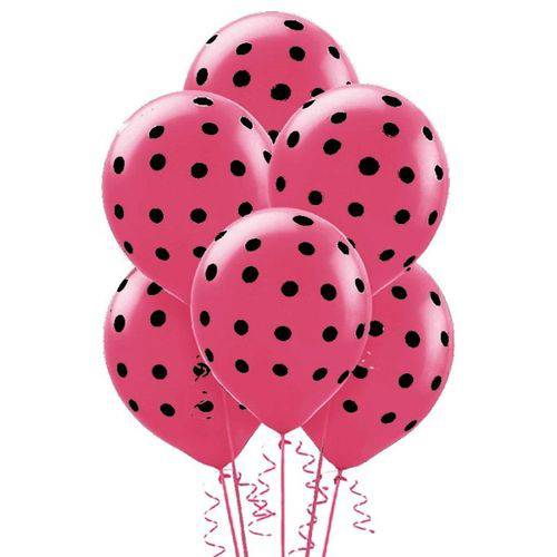 Balão Latéx Nº 10 - 25cm C/ 25 Unidades Pink Poá Preto