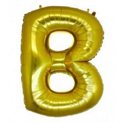 Balão Letra B Metalizado Dourado - 30cm X 40cm