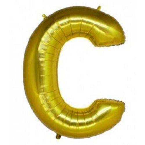 Balão Letra C Metalizado Dourado - 30cm X 40cm