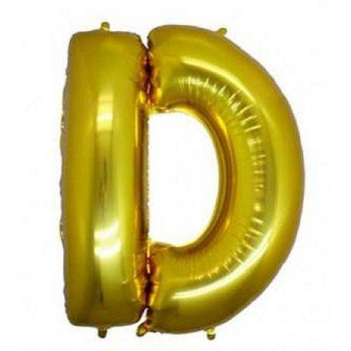 Balão Letra D Metalizado Dourado - 30cm X 40cm