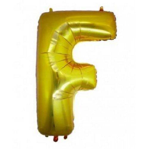Balão Letra F Metalizado Dourado - 30cm X 40cm