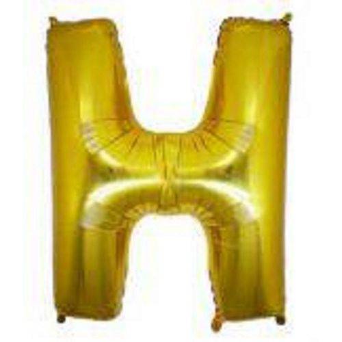 Balão Letra H Metalizado Dourado - 30cm X 40cm