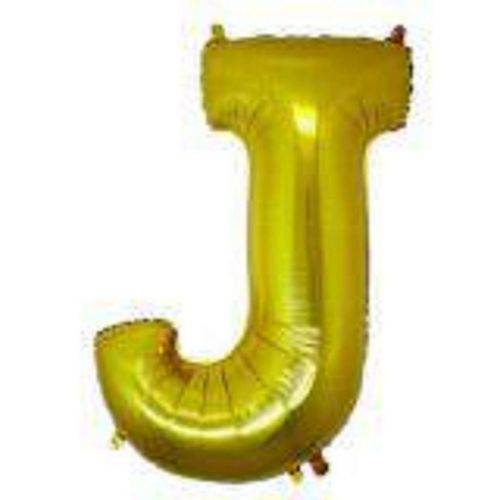 Balão Letra J Metalizado Dourado - 30cm X 40cm