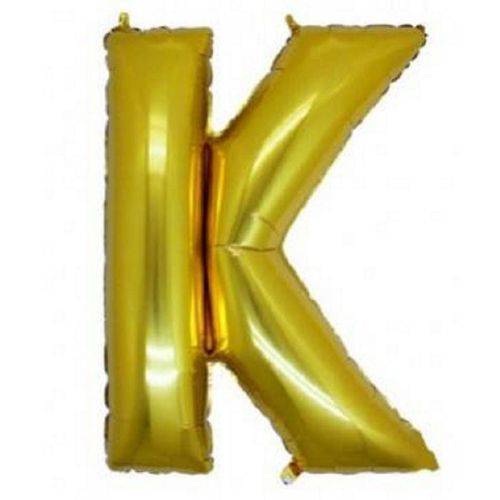 Balão Letra K Metalizado Dourado - 30cm X 40cm
