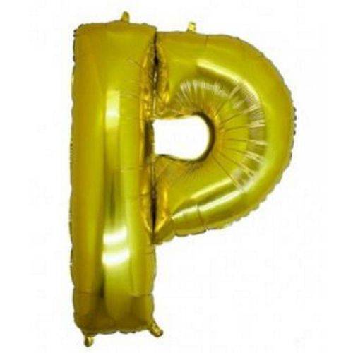 Balão Letra P Metalizado Dourado - 30cm X 40cm