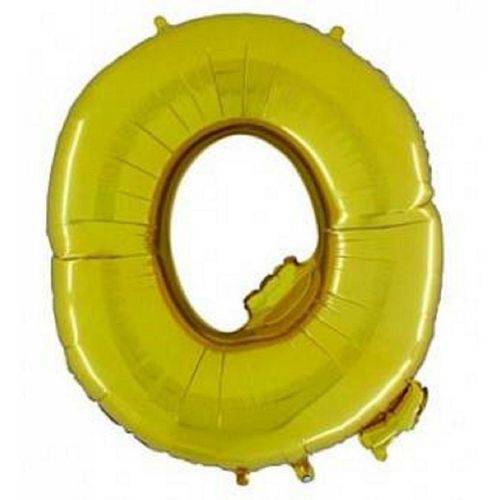 Balão Letra Q Metalizado Dourado - 30cm X 40cm